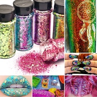 Entrepôts américains Bouteille de 2oz Taille mixte Changement de couleur Paillettes 24 couleurs par ensemble pour boule à neige Gobelet Maquillage Nail Art Craft Glitter