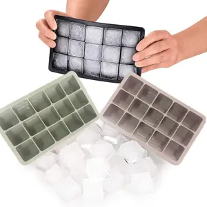 Cetakan es batu silikon 15 lubang, kotak kubus es wiski buatan tangan terpisah