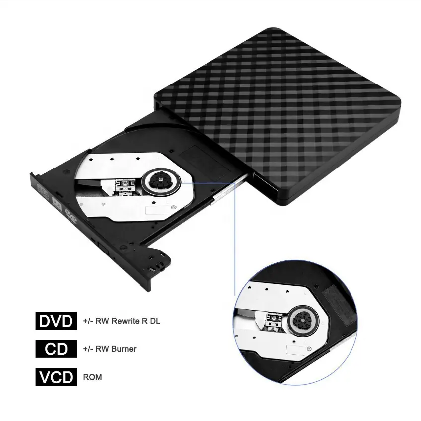 Unidad de DVD portátil de alta velocidad, dispositivo de transferencia de datos USB 3 0, CD, DVD, RW, Delgado, reproductor de CD y escritor, externo, USB 3 0 Max, portátil, color negro