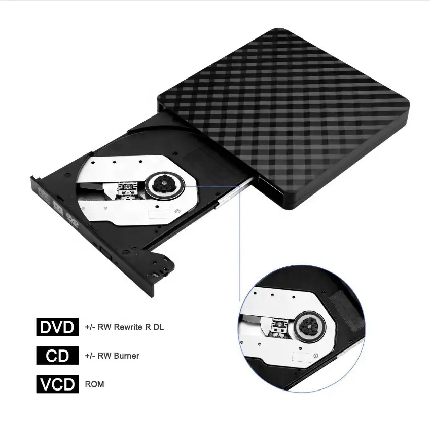 Trasferimento dati ad alta velocità USB 3 0 Portable CD DVD RW Burner Slim DVD CD Writer Player unità DVD esterna USB 3 0 Max Laptop nero
