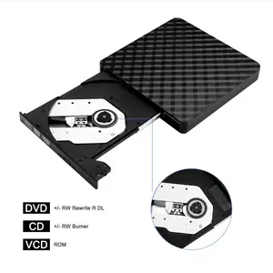 ถ่ายโอนข้อมูลความเร็วสูงแบบ USB 3 0,CD DVD RW Burner แบบพกพาเครื่องเล่น CD เครื่องเขียน DVD ภายนอกไดรฟ์ USB 3 0 Max แล็ปท็อปสีดำ