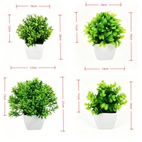 Bunga Bonsai Buatan Bentuk Menara dari Plastik Tahan UV Premium, Tanaman Hijau Mini Realistis dalam Pot, Lanskap Profesional
