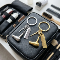 Lot de porte-clés de coiffeur en gros, en métal 3D, ciseaux, sèche-cheveux, peigne, pour souvenirs et cadeaux de salon de coiffure