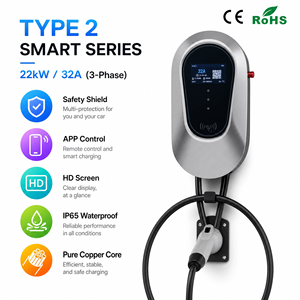 Nouvelle borne de recharge pour véhicules électriques 22 kW Type 2, triphasée 32A, station de recharge intelligente pour la maison avec application Tuya, carte RFID, IP66, montage mural, recharge AC - Product Image 1