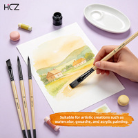 Ensemble de 24 pinceaux professionnels pour artistes, manche en bouleau massif, poils en nylon, pour aquarelle, gouache, peinture acrylique