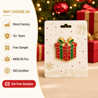 Boîte cadeau Broches Épingles de revers Bijoux de Noël en gros Badges métalliques Personnalisés Épingles en émail souple 3D Usine OEM