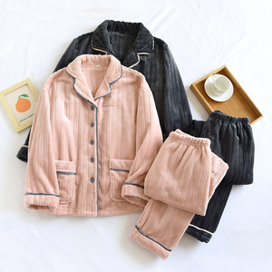 2025 Winter Couple Long Sleeve Button-Down Homewear Thick Warm Flannel Pajama <strong>Sets</strong> for <strong>Men</strong> Sleepwear <strong>Pyjamas</strong> Suit - Product Image 4