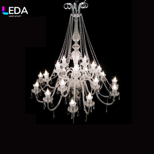 LEDA Latest Luxury Hotel Wedding <b>Ceiling</b> Hanging Crystal Chandelier Metal <b>Ceiling</b> Pendant Lamp - Product Image 3