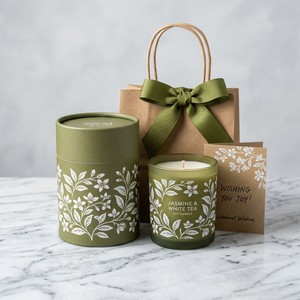 Boîte cylindrique ronde en carton rigide à effet lumineux pour l'emballage de bougies parfumées d'aromathérapie, logo personnalisé - Product Image 1