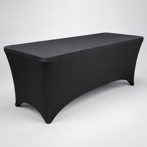 Funda de Mesa Elástica Impermeable Negra Antidesgarro de 4 pies, Moderna y Ecológica, para Exhibición de Pequeños Vendedores - Product Image 1
