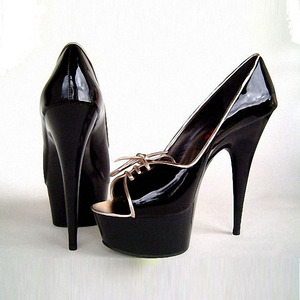 Chaussures à talons hauts noires à talon fin de 15 cm, bout ouvert, style club, talons hauts pour défilé de mode, printemps et automne, grandes tailles pour femmes - Product Image 1