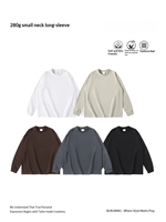 Kaos Pria Katun Combed Bernapas 280G Tebal Vintage Lengan Pendek Longgar O-Neck Warna Solid Polos Elastisitas Tinggi