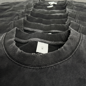 Oversized Distressed <b>Collar</b> Vintage Wash <b>T</b>-<b>Shirt</b> High Quality Heavyweight 100 %Cotton Blank Streetwear Men Clothing TKAN952 - Product Image 2