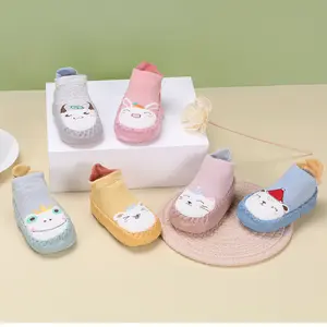 Bom Preço Bebê Dos Desenhos Animados Jacquard Padrão Meias Sapatos Impresso Soft Sole Algodão Anti Slip Baby Toddler Shoes