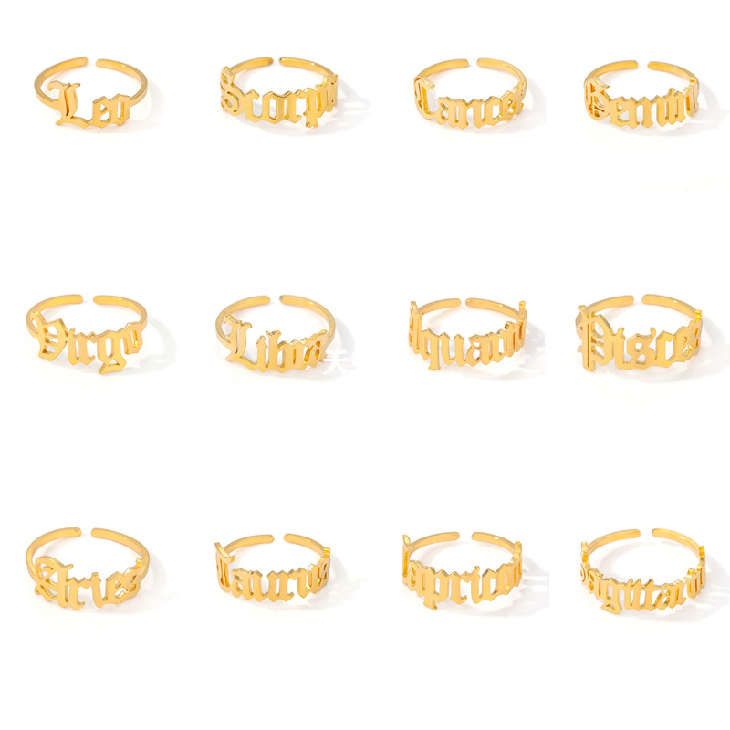 zodiac rings stainless steel