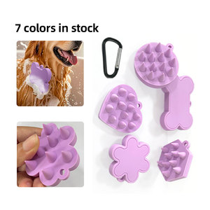 Champú de masaje de dientes de frijol largo personalizado al por mayor, peine de silicona, cepillo de limpieza del cuero cabelludo para bañarse, limpieza y Baño de mascotas - Product Image 3