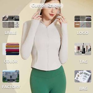 XW-WT111 vente en gros de vêtements de sport d'entraînement personnalisés Zip Fitness Hooded Yoga Racing Side Pocket Gym Sports Vestes pour femmes - Product Image 6