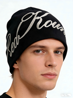 Vente en gros de bonnets en jacquard gothique Y2K d'hiver, logo personnalisé, broderie 3D, bonnet tricoté, méthode d'impression à la main, tissu commun 100%