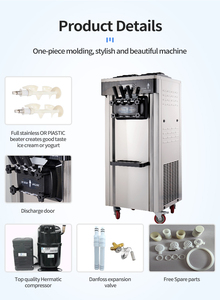 Máquina de Hielo Comercial Automática de Sobremesa 25-28L/H, 3 Sabores, para Yogur y Helado Suave, Venta al por Mayor - Product Image 4