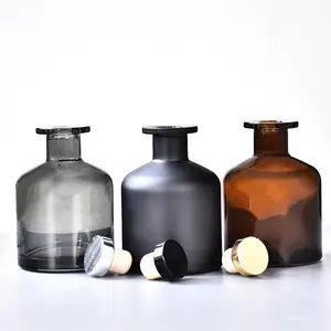 Toptan aromaterapi parfüm mat siyah ve sarı boş 100ml kamış difüzör cam şişe