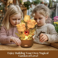 Конструктор DIY: Цветочный горшок с розами, имитация вечной цветочной композиции, креативное украшение для дома и рабочего стола, подарок на праздник