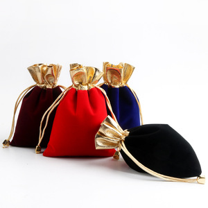 Bolsa de Regalo para Joyería Pequeña con Cordón y Borde Dorado con Logotipo Personalizado - Product Image 1