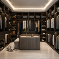 Armoire autoportante moderne en chêne avec portes affleurantes asymétriques, meuble de rangement pour dressing, extensible et ajustable, gain de place