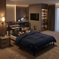 Bestseller: Eisen-Doppelbettgestell für Zuhause, Krankenhaus, Apartment, Suite, Schule, Ferienhaus - Schmiedeeisernes Bettgestell mit Ladefunktion