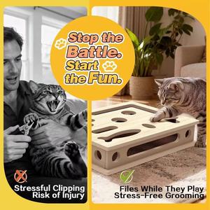 Caja de Juego Interactiva para Gatos de Madera con Orificios para Gatos de Interior - Product Image 3