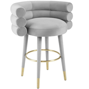 Taburete de bar y mostrador Jackson Velvet de acero inoxidable dorado, con asiento de tela. Taburete alto duradero para bar en casa y comedor. - Product Image 3