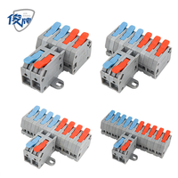 JUNPAI Bornes de sertissage rapide JP212 Série 21 2-8 ports, à levier compact, 28-12AWG, pour fils en cuivre massif et toronnés, 400V, à insertion rapide