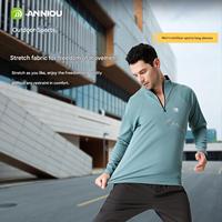 Nouveau automne séchage rapide respirant Stretch à manches longues haut de course en plein air avec doublure polaire hommes demi fermeture éclair col montant pull