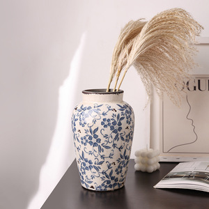 Vase en porcelaine de céramique bleu et blanc vintage chinois Crack de glace Design <span class=keywords><strong>Art</strong></span> déco pour la décoration de table à la maison - Product Image 4