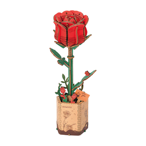 <span class=keywords><strong>Robotime</strong></span> US Warehouse Flor de madera artesanía flor montar Juguetes TW042 rosa roja modelo decoración de escritorio DIY rompecabezas <span class=keywords><strong>3D</strong></span> - Product Image 1