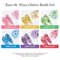 Fournitures pour ongles Gel de construction pailleté Vernis à ongles Série Flora Gel d'extension professionnel pour ongles avec paillettes scintillantes