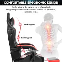 Chaise de jeu ergonomique avec logo personnalisé, éclairage LED, télécommande APP, RGB, repose-pieds et soutien lombaire massant
