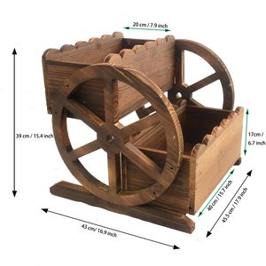 Ruote <span class=keywords><strong>per</strong></span> fioriera <span class=keywords><strong>da</strong></span> giardino in legno a 2 livelli carretto decorativo a <span class=keywords><strong>fiori</strong></span> sopraelevato <span class=keywords><strong>per</strong></span> <span class=keywords><strong>balcone</strong></span> Patio con fori di drenaggio <span class=keywords><strong>per</strong></span> <span class=keywords><strong>fiori</strong></span> - Product Image 2