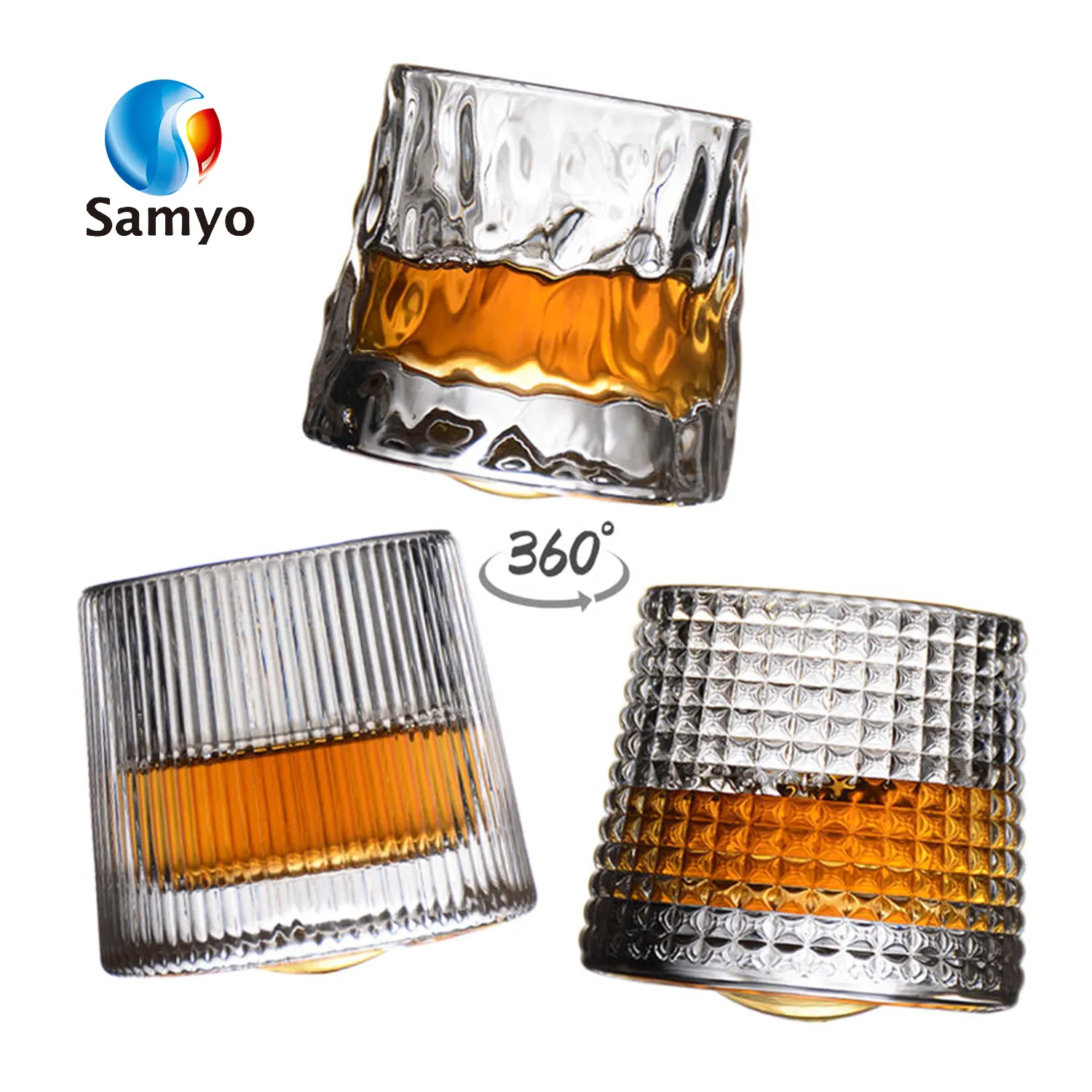 Samyo Stock Bar Old Fashion Creative Draaiende Glazen Beker Shot Proeverij Roterend Whiskyglas Voor Geschenken