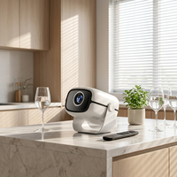 Projecteur portable intelligent avec support rotatif, système Android natif, WiFi, Bluetooth, LED, commande vocale IA 200, haut-parleurs intégrés, home cinéma