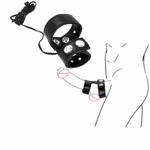 Cage à bite pour jeu électrique, extenseur de pénis, électrostimulateur BDSM, jouet sexuel <span class=keywords><strong>masculin</strong></span>, thérapie par choc électrique, <span class=keywords><strong>anneau</strong></span> élastique conducteur pour pénis - Product Image 4