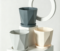 Pot de plante géométrique multi-facettes avec soucoupe pour usage intérieur