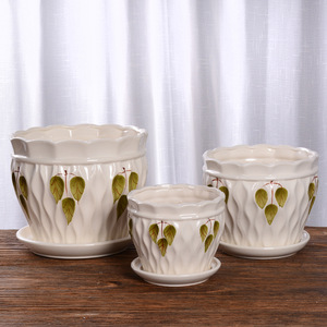 Blanco al aire libre jardín planta contenedor de cerámica al por mayor maceta - Product Image 1