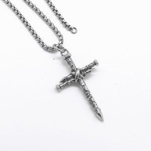 yunnique <b>Titanium</b> Steel Nail Cross Pendant Necklace Unisex Minimalist Style Fashion Jewelry for Men and Women - Product Image 3