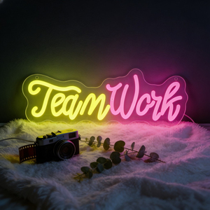 यूएसबी संचालित नेऑन साइन "टीम वर्क" डिमिबल स्विच के साथ, होम बार, कैफे, रेस्तरां, पार्टी और कमरे की दीवार सजावट के लिए एकदम सही है - Product Image 3