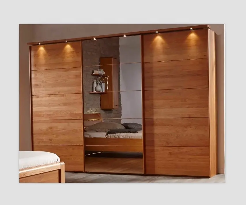 Guarda-roupas modernos feitos sob encomenda, quarto com portas deslizantes espelhadas