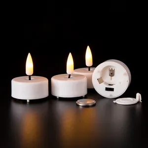 Чайный светильник с реалистичным пламенем и питанием от аккумулятора, набор для украшения дома из 12 светодиодных чайных ламп