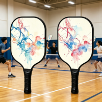 Raquette de pickleball pour débutants, fibre de verre, noyau en nid d'abeille PP, 220g, sans bordure, 16mm, portable, contrôle facile, raquette de sport junior
