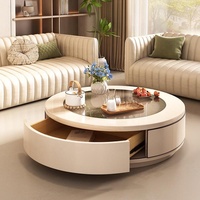 Table basse en verre trempé haute résistance de couleur crème au design moderne et luxueux pour les petits salons |   Appartements Villas |
