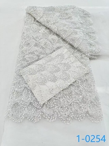 Dày Trắng Ren Sequins Thêu 3D Đính Cườm Vải Tuyn Hoa Thêu Vải Lưới Bán Buôn <span class=keywords><strong>Sequin</strong></span> Ren Vải - Product Image 5