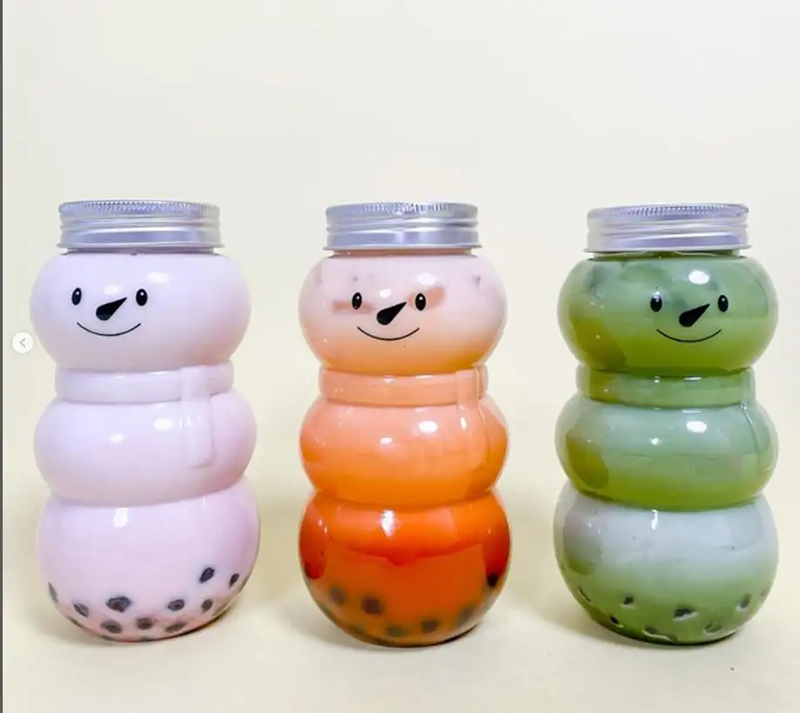 ボバカップ用かわいい雪だるまボトルミルクティーコーヒー